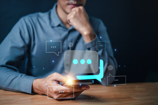 social network, conversation, message, comment, speech bubble, banner, context, communicate, discussion, chat. use smartphone to check social media, around that message and comment HUD show it.