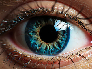 Blue human eye extreme macro shot
