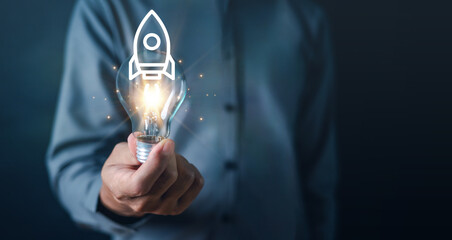idea, light bulb, rocket, innovation, technology, business, development, imagination, inspiration,...