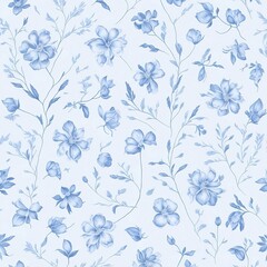 Delicate Blue Flower Wallpaper on White Background - AI Generated
