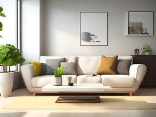 Modern living room with sofa, Interior design