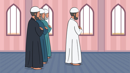 A vector illustration of Muslims Praying in a Mosque.eps
