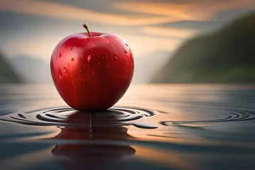 Fotobehang apple in water © Asaad