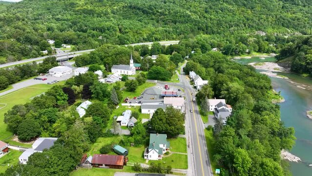 Flight over downtown Sharon, Vt.