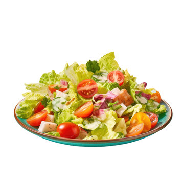 Ready to eat salad close up transparent background