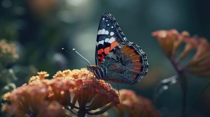 Illustration of a butterfly perched on a beautiful flower