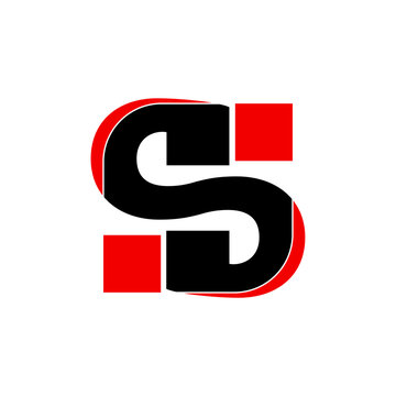 S brand name initial letters vector icon with red dots.