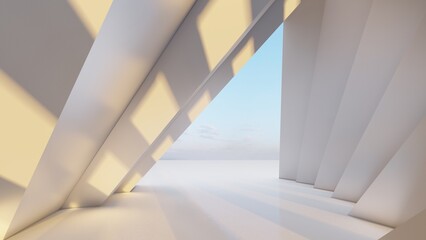 Obraz premium Architecture background geometric arched interior 3d render