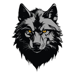 Black wolf head Silhouette Vector on White