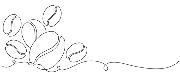 Coffee beans line art vector illustration
