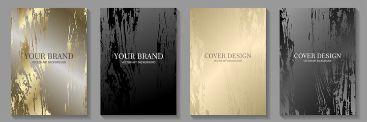 Black and gold elegant cover design set. Modern Luxury vector art background. Premium fashionable template for cover design, invitation, flyer, wedding card, note book, menu design.