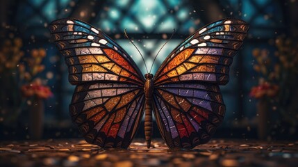 Illustration of butterflies with beautiful background - obrazy, fototapety, plakaty