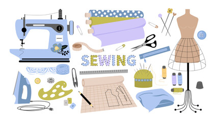 Sewing kit. Sewing machine and sewing accessories