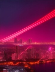 red laser light in the sky, at night illustration