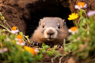Naklejka na ściany i meble Cute Groundhog close-up