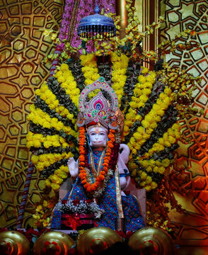 god hanuman beautiful sculpture in temple