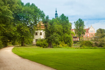 Fototapeta na wymiar Germany, Saxony, Bad Muskau, Muskauer Park, Pueckler Castle in Summer