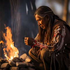 Native American Indian - photography, night skies, lifestyle, generative ai