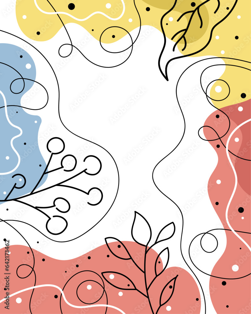 Poster Abstract set of templates for background. Floral abstract background. Abstraction. Set of templates. Abstract modern background with fluid organic shapes, pastel colors.