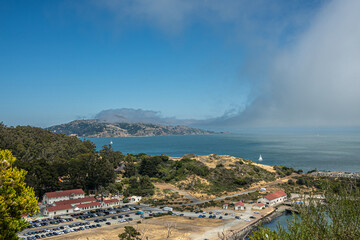 San Francisco, CA, USA - July 12, 2023: US Coast Guard Station Golden Gate at Horseshoe bay and...