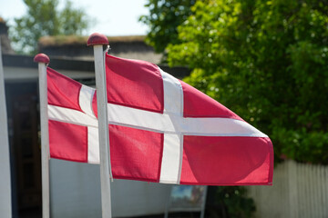 Fahnen mit der Flagge von Dänemark