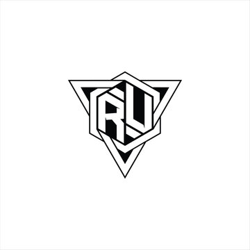 recommend clip art: RU Letter Logo monogram hexagon shape with triangle geometric outline sharp modern design