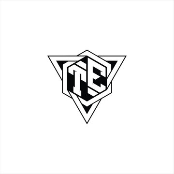 recommend clip art: TE Letter Logo monogram hexagon shape with triangle geometric outline sharp modern design