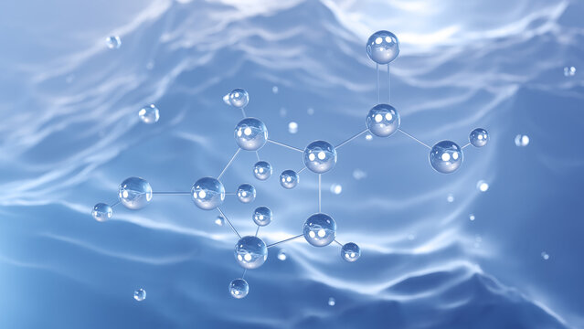 hydroxyproline molecular structure, 3d model molecule, amino acid, structural chemical formula view from a microscope