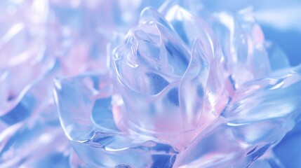 Obraz na płótnie Canvas Frozen ice blue rose flower, cold winter's chill freeze, translucent crystal petals - generative ai 