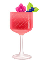 Red cocktail watercolor illustration on transparent background