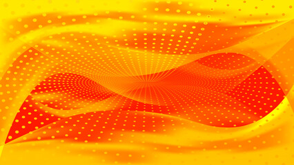 Abstract pop yellow orange background. Bright wave. Neon light polka dots. Fall backdrop. Digital screen. Device wallpaper. Cover design. NFT Card. Metaverse. Optical illusion. banner. Autumn Poster.