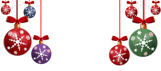 Set of Christmas decoration balls hanging on transaprent no background png,