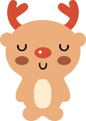 New year deer kawaii cartoon illustration for decor and design.
