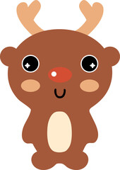 New year deer kawaii cartoon illustration for decor and design.
