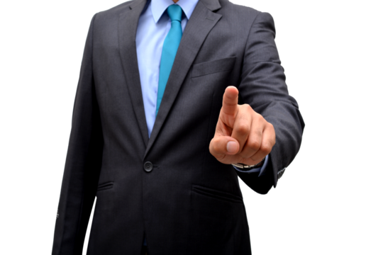 professional man touch screen gesture on no background transparent png