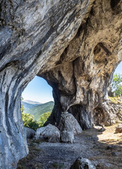 The huge arch of the outlaw surah, in the Oltet gorges, Gorj, Romania