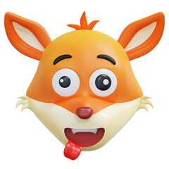 crazy smile fox emoticon 3d illustration