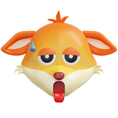 exhausted fox emoticon 3d illustration
