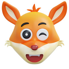 wink eyes fox emoticon 3d illustration