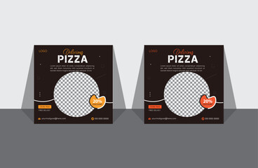 Burger, Pizza, Salad, Social media Banner Minimalist Custom Poster Design Template