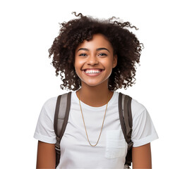 American student smiling happily on transparent background - obrazy, fototapety, plakaty