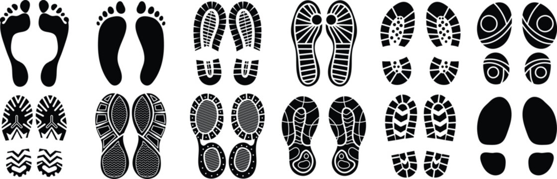 Different human footprints icon Set