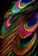 Close-Up Shot of Colorful Peacock Feather, Generative AI