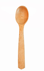Wooden kitchen spoon isolated on a white background.