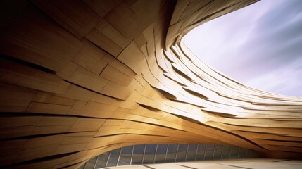 cultural center, close up view, wood material structure. beautiful Generative AI AIG32