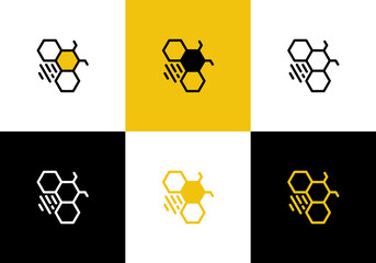 modern bee illustration logo