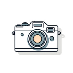 Simple linear illustration of a photo camera isolated on white background