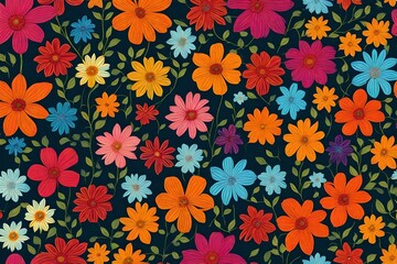 Fototapeta na wymiar colorful abstract pattern with flowers 