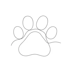 Papier Peint photo Une ligne Paw drawn in one continuous line. One line drawing, minimalism. Vector illustration.
