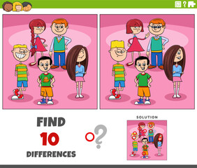 differences game with cartoon school children characters